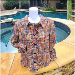 Oscar de la Renta Multicolor Tweed Blazer